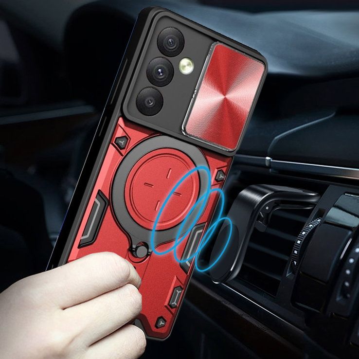 Чехол Magnetic Stand с защитой камеры для Samsung Galaxy A05s цвет Красный