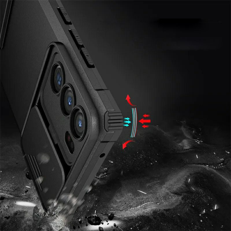 Чехол Kickstand с защитой камеры для Oppo A16 / A54s - Черный фото 4