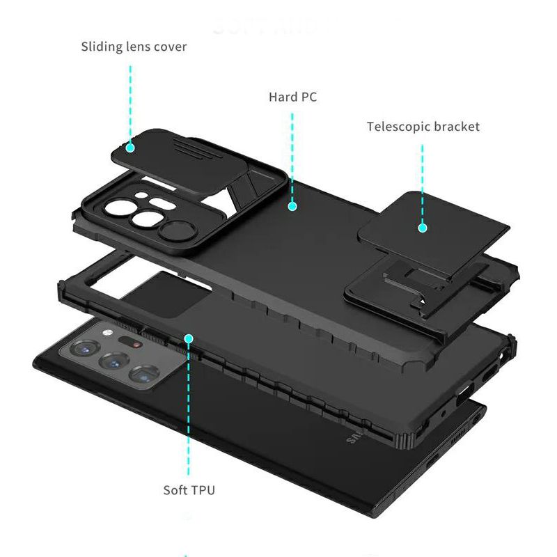 Чохол Kickstand із захистом камери для Oppo A16 / A54s - Чорний фото 3