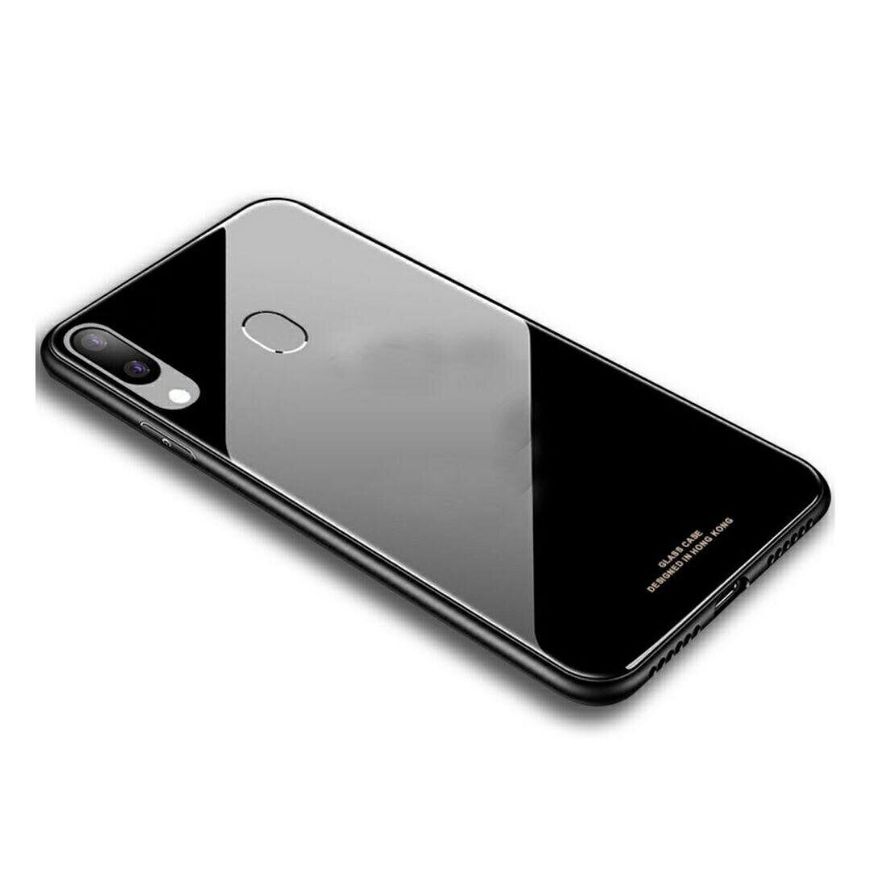 Силіконовий чохол зі скляної кришкою для Samsung Galaxy M20 - Чорний фото 2
