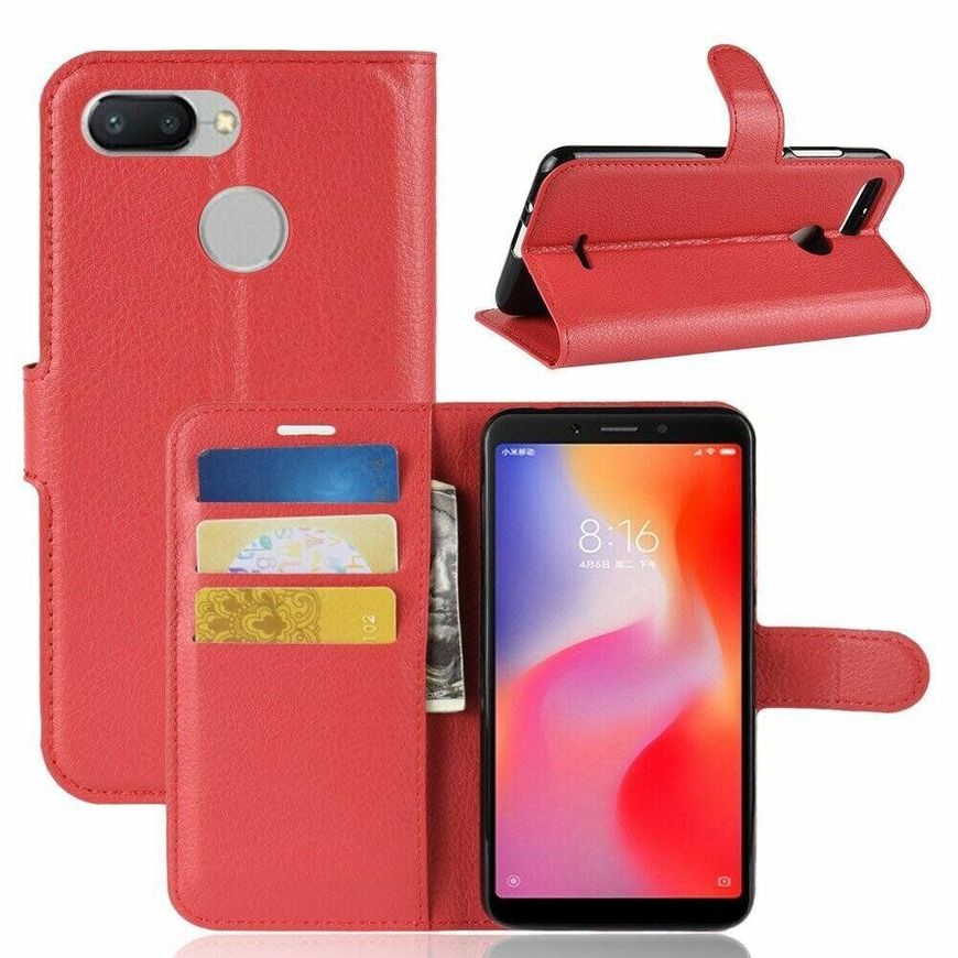 Чехол-Книжка с карманами для карт на Xiaomi Redmi 6 - Красный фото 1