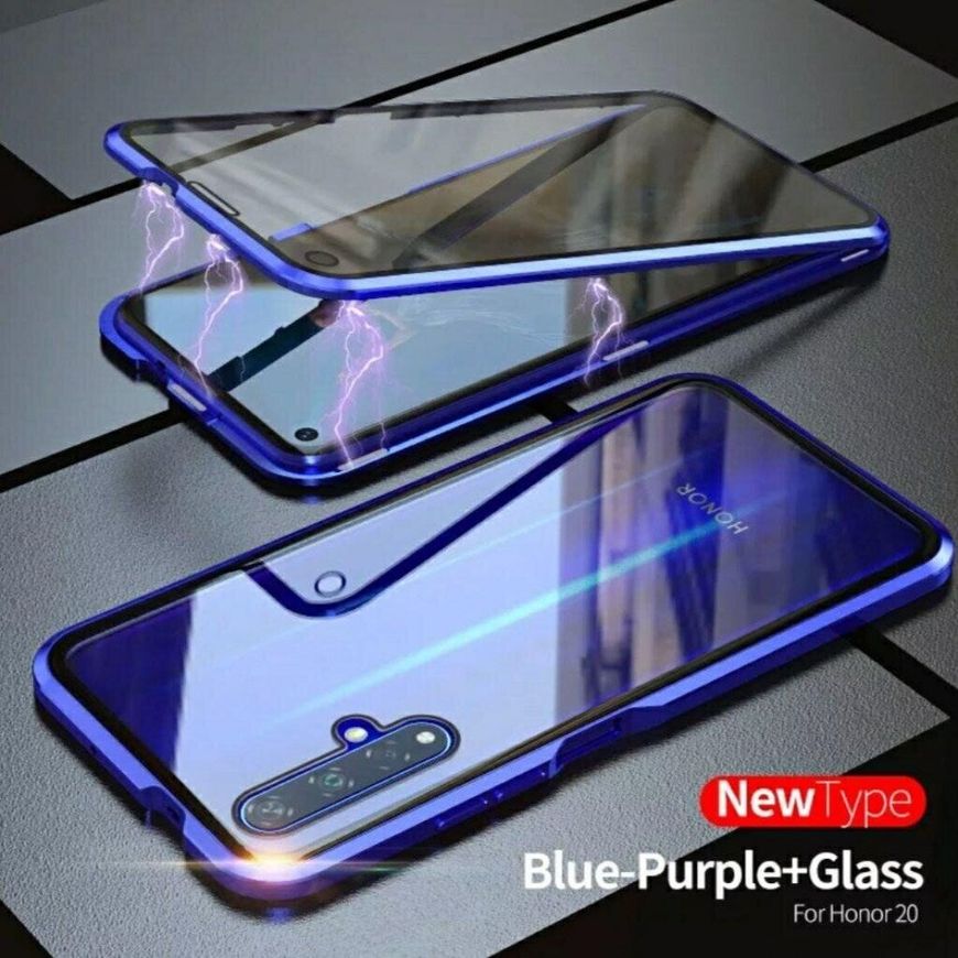 Магнитный чехол с защитным стеклом для Huawei Honor 20 / Nova 5T - Синий фото 1