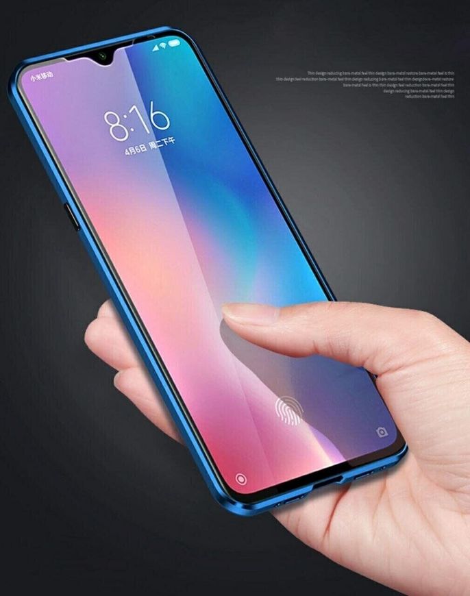 Магнитный чехол с защитным стеклом для Huawei Honor 8X - Синий фото 3