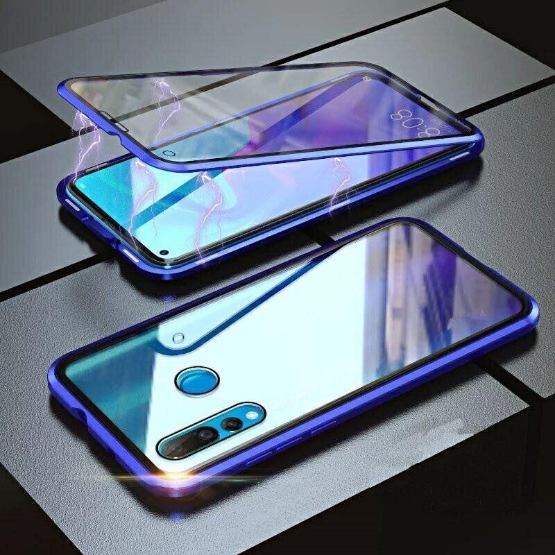 Магнитный чехол с защитным стеклом для Huawei P Smart Z - Синий фото 4