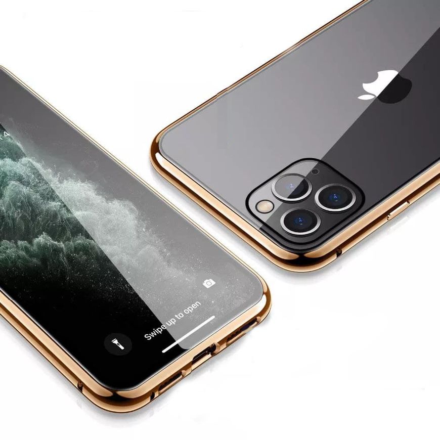 Магнитный чехол с защитным стеклом для iPhone 11 - Золотой фото 5