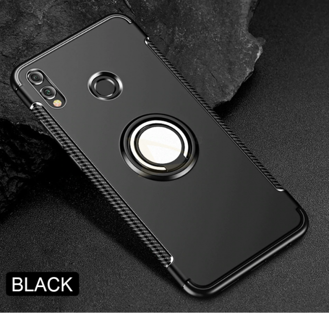 Протиударний чохол з кільцем для Huawei Honor 10 lite - Чорний фото 1