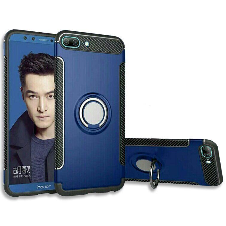 Протиударний чохол з кільцем для Huawei Honor 9 lite - Синій фото 1