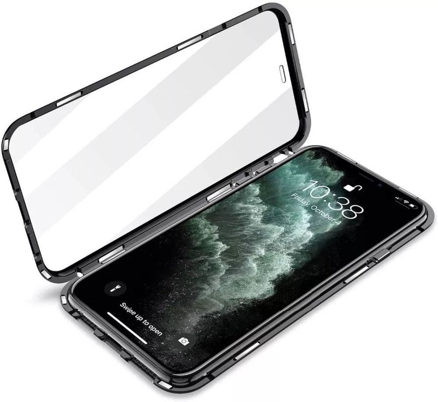 Магнитный чехол с защитным стеклом для iPhone 11 - Черный фото 3