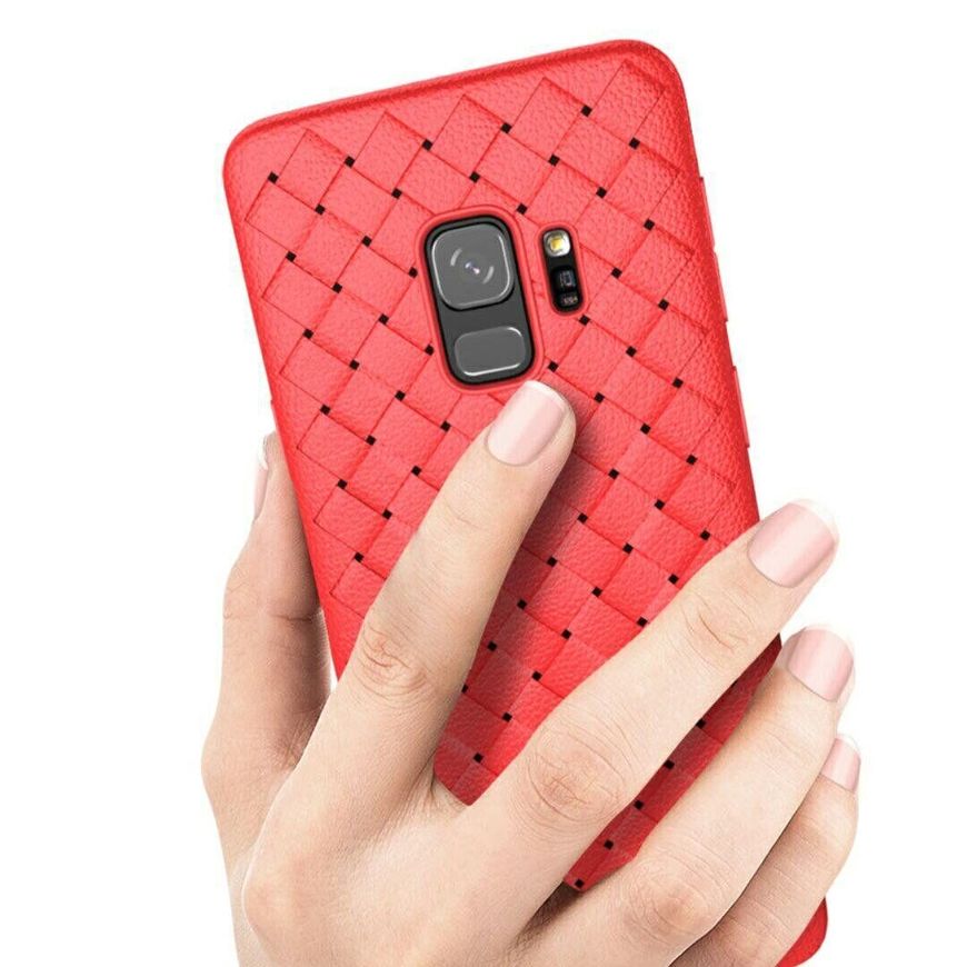 Чехол с плетением под кожу для Samsung Galaxy A8 Plus (2018) - Красный фото 4