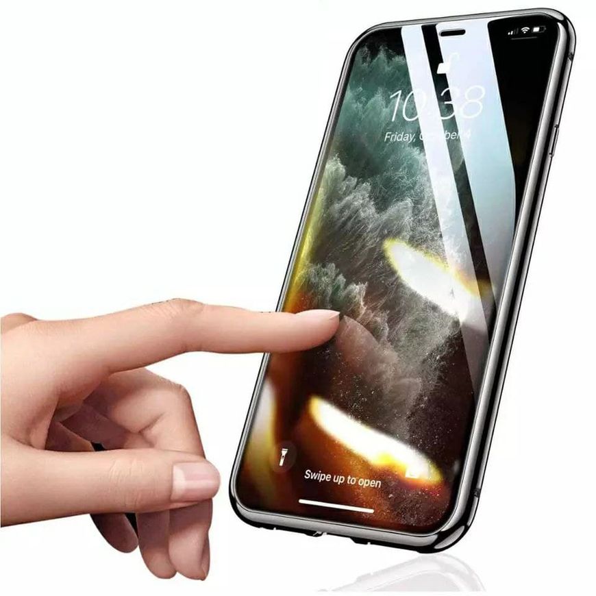 Магнитный чехол с защитным стеклом для iPhone 11 - Черный фото 6
