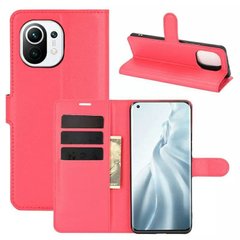 Чехол-Книжка с карманами для карт для Xiaomi Mi11 lite - Красный фото 1