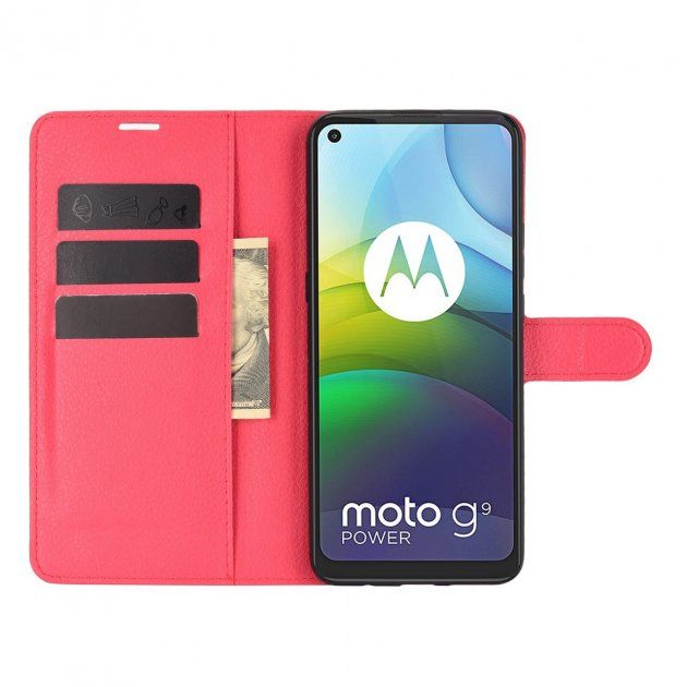 Чехол-Книжка с карманами для карт на Motorola G9 Power - Красный фото 2