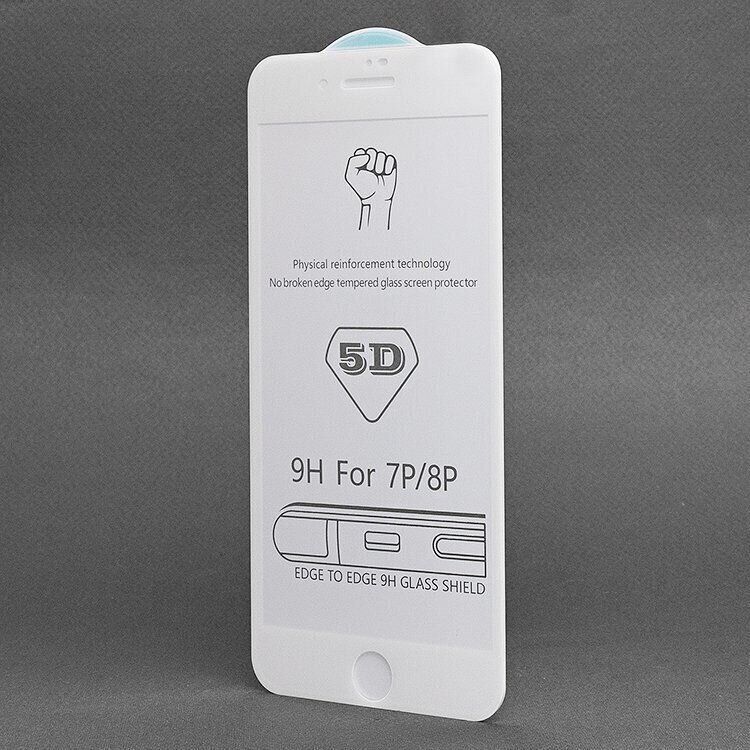 Защитное стекло Full Cover 5D для iPhone 7 Plus / 8 Plus - Белый фото 2