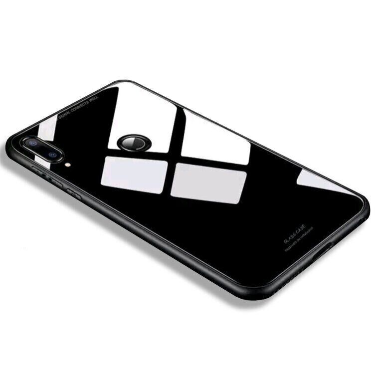 Силіконовий чохол зі скляної кришкою для Huawei Honor 8X - Чорний фото 4