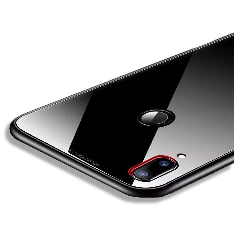 Силіконовий чохол зі скляної кришкою для Huawei Honor 8X - Чорний фото 3