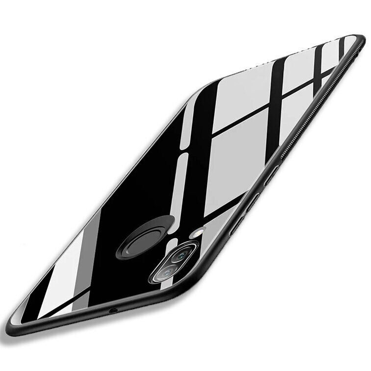 Силиконовый чехол со Стеклянной крышкой для Huawei Honor 8X - Черный фото 2
