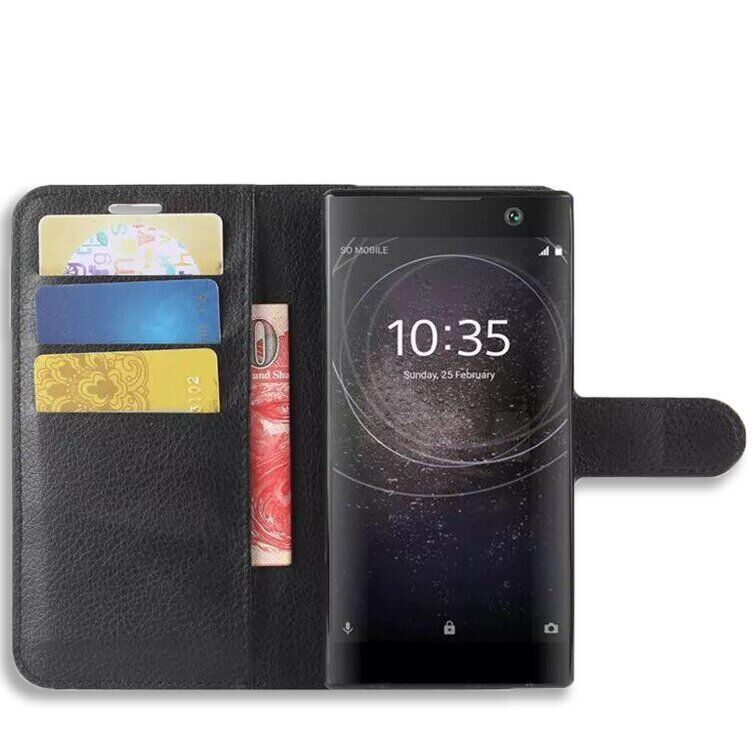 Чехол-Книжка с карманами для карт на Sony Xperia XA2 - Черный фото 2