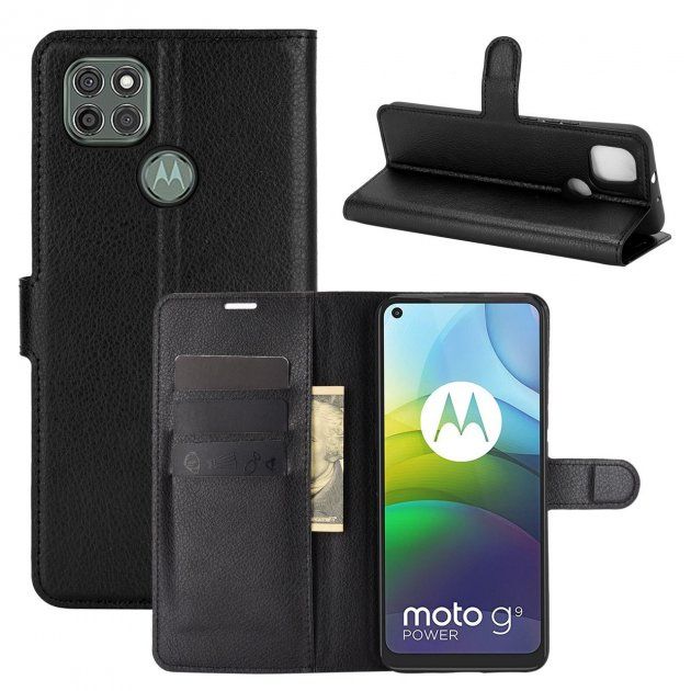 Чохол книжка з кишенями для карт на Motorola G9 Power - Чорний фото 1