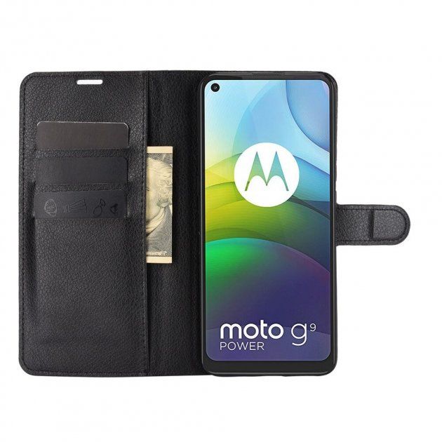Чехол-Книжка с карманами для карт на Motorola G9 Power - Черный фото 2