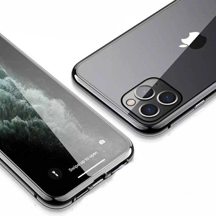 Магнитный чехол с защитным стеклом для iPhone 11 Pro - Черный фото 3