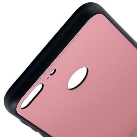 Силиконовый чехол со Стеклянной крышкой для Huawei Honor 9 lite - Розовый фото 3
