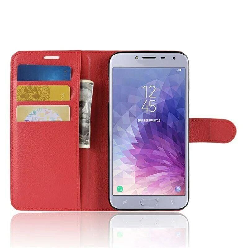 Чехол-Книжка с карманами для карт на Samsung Galaxy J4 (2018) / J400 - Красный фото 2