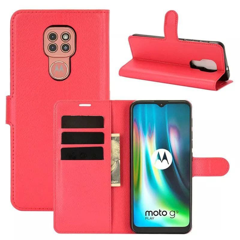 Чехол-Книжка с карманами для карт на Motorola G9 Play - Красный фото 1