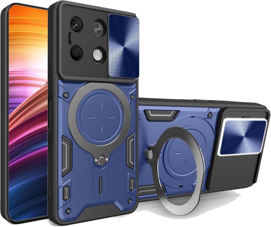 Чехол Magnetic Stand с защитой камеры для Xiaomi Redmi Note 13 5G цвет Синий