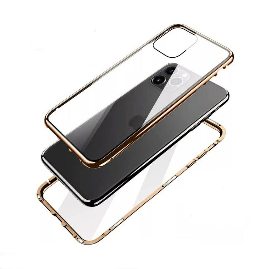 Магнитный чехол с защитным стеклом для iPhone 11 Pro Max - Золотой фото 5