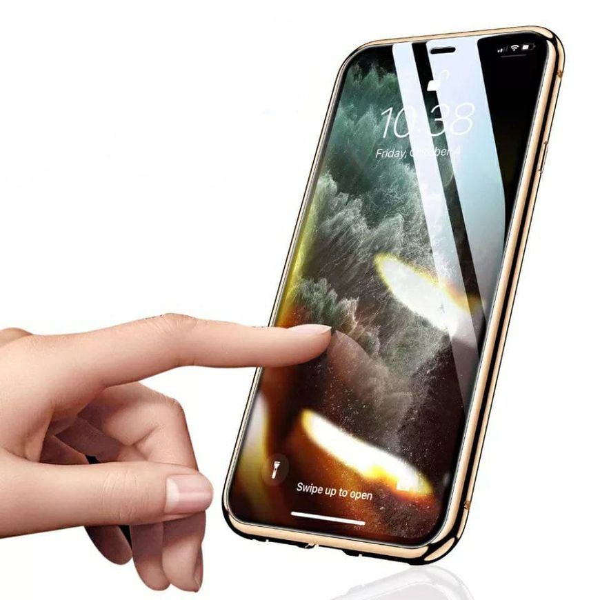 Магнитный чехол с защитным стеклом для iPhone 11 Pro Max - Золотой фото 6
