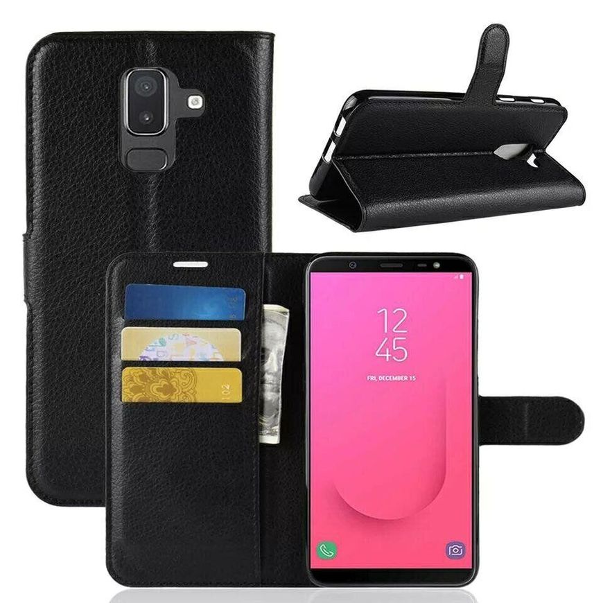 Чохол книжка з кишенями для карт на Samsung Galaxy A8 Plus (2018) - Чорний фото 1
