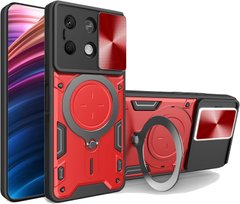 Чехол Magnetic Stand с защитой камеры для Xiaomi Redmi Note 13 5G цвет Красный
