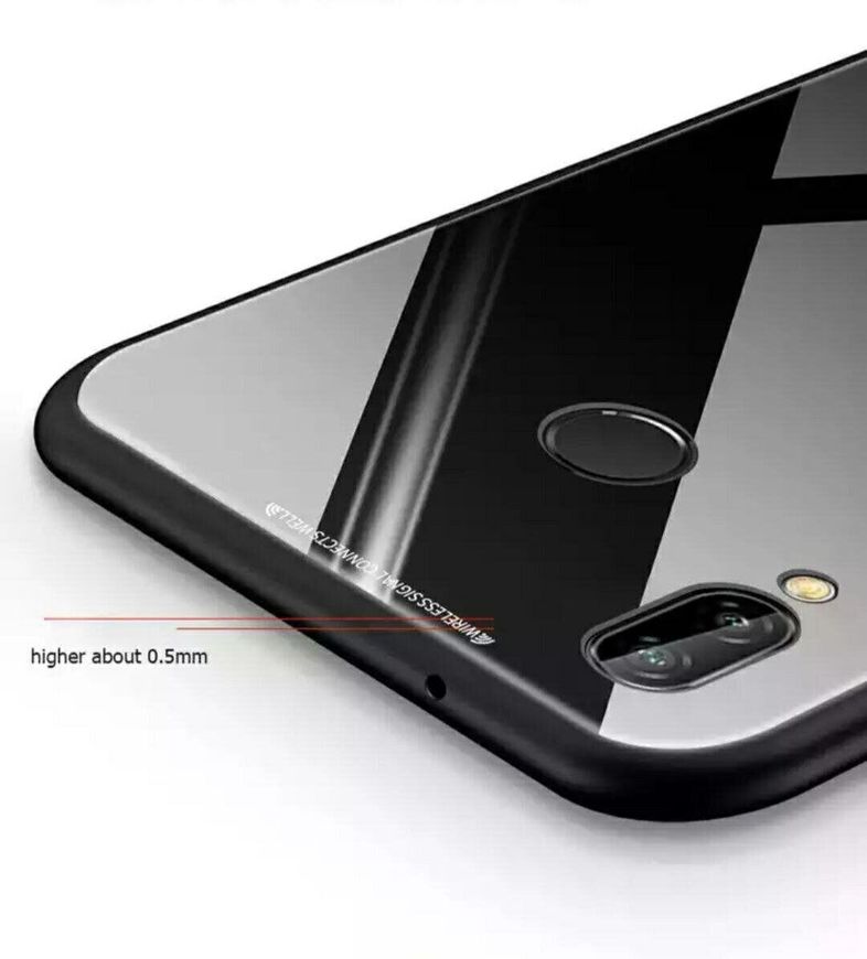 Силиконовый чехол со Стеклянной крышкой для Xiaomi Redmi Note 7 - Черный фото 4