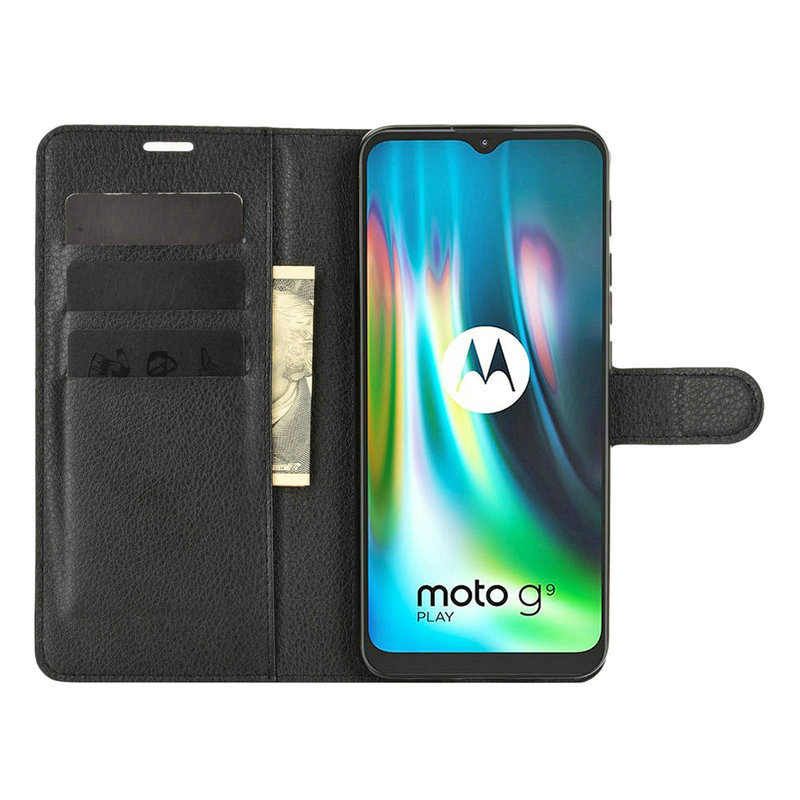 Чохол книжка з кишенями для карт на Motorola G9 Play - Чорний фото 2