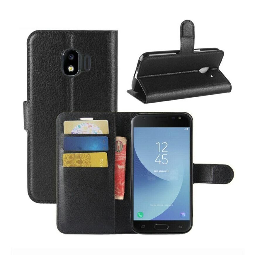 Чохол книжка з кишенями для карт на Samsung Galaxy J4 (2018) / J400 - Чорний фото 1