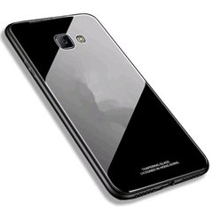 Силиконовый чехол со Стеклянной крышкой для Samsung Galaxy J6 Plus - Черный фото 1