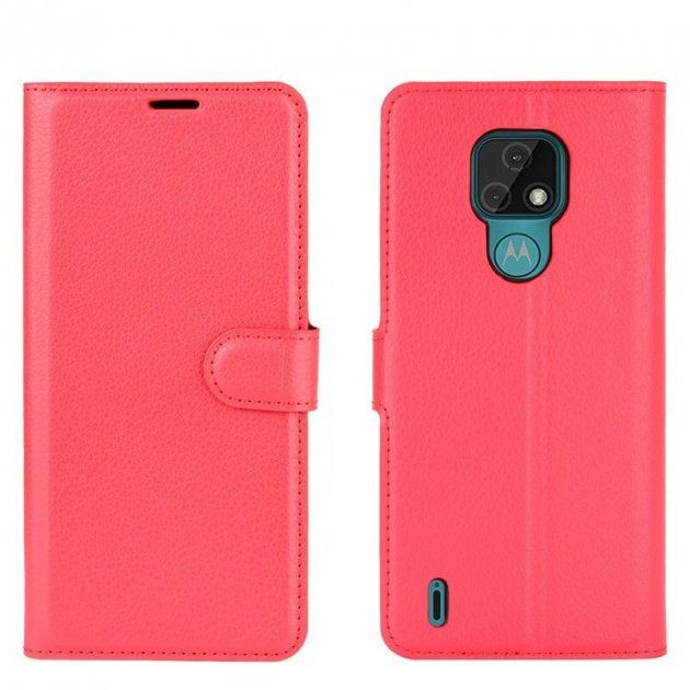 Чехол-Книжка с карманами для карт на Motorola E7 Plus - Красный фото 6