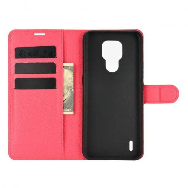 Чохол книжка з кишенями для карт на Motorola E7 Plus - Червоний фото 3