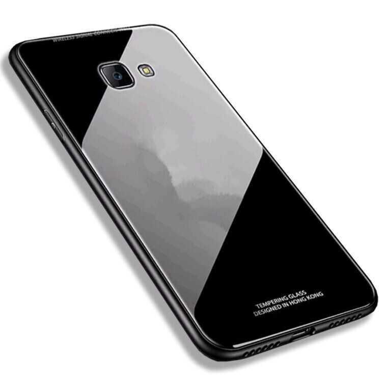 Силіконовий чохол зі скляної кришкою для Samsung Galaxy J6 Plus - Чорний фото 1