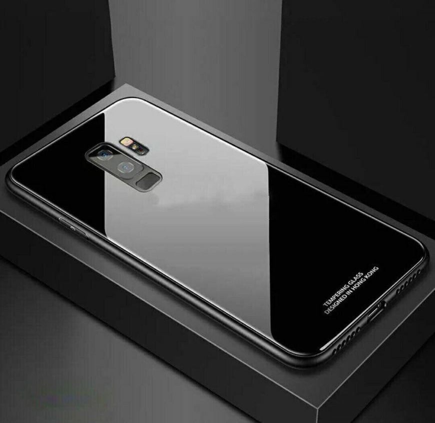 Силиконовый чехол со Стеклянной крышкой для Samsung Galaxy A6 - Черный фото 1