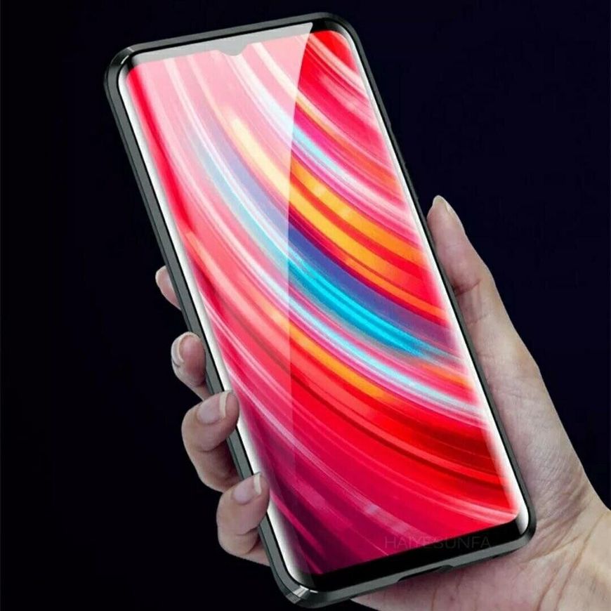 Магнітний чохол із захисним склом для Xiaomi Redmi Note 8 - Чорний фото 4