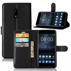 Чехол-Книжка с карманами для карт на Nokia 6 - Черный фото 1