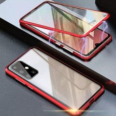 Магнитный чехол с защитным стеклом для Samsung Galaxy A71 - Красный фото 1