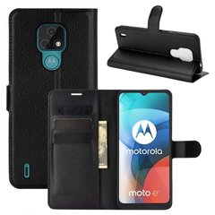 Чехол-Книжка с карманами для карт на Motorola E7 Plus - Черный фото 1