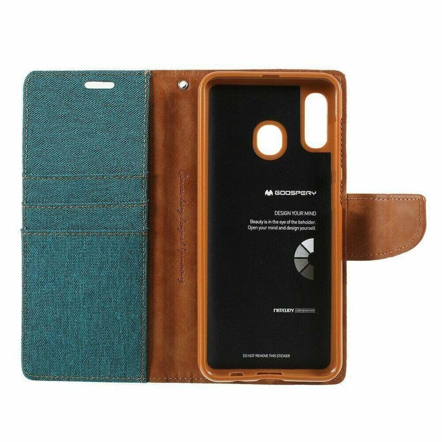 Чехол-Книжка Textile для Samsung Galaxy A20 / A30 - Зелёный фото 3