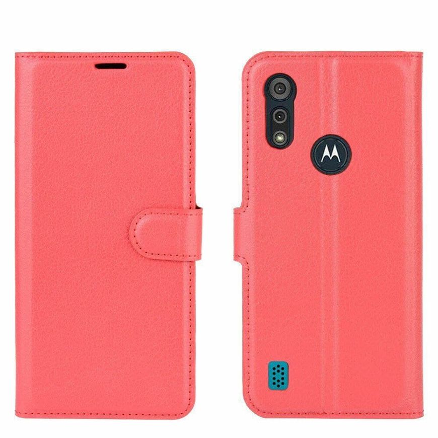 Чохол книжка з кишенями для карт на Motorola E6s - Червоний фото 6