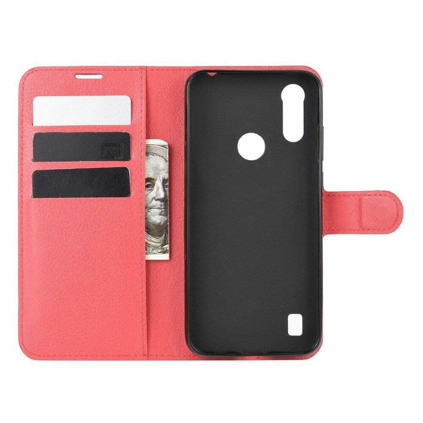 Чохол книжка з кишенями для карт на Motorola E6s - Червоний фото 3