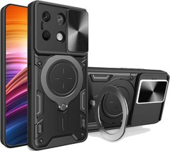 Чехол Magnetic Stand с защитой камеры для Xiaomi Redmi Note 13 Pro / Poco M6 Pro цвет Черный