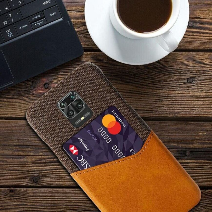 Чехол-бумажник для Xiaomi Redmi Note 9s / Note 9 Pro - Коричневый фото 4