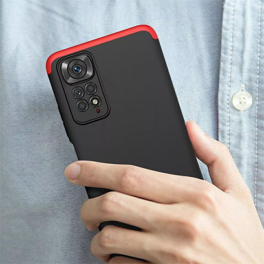 Чохол GKK 360 градусів для Xiaomi Redmi Note 11 4G / 11s - Чёрно-Красный фото 4